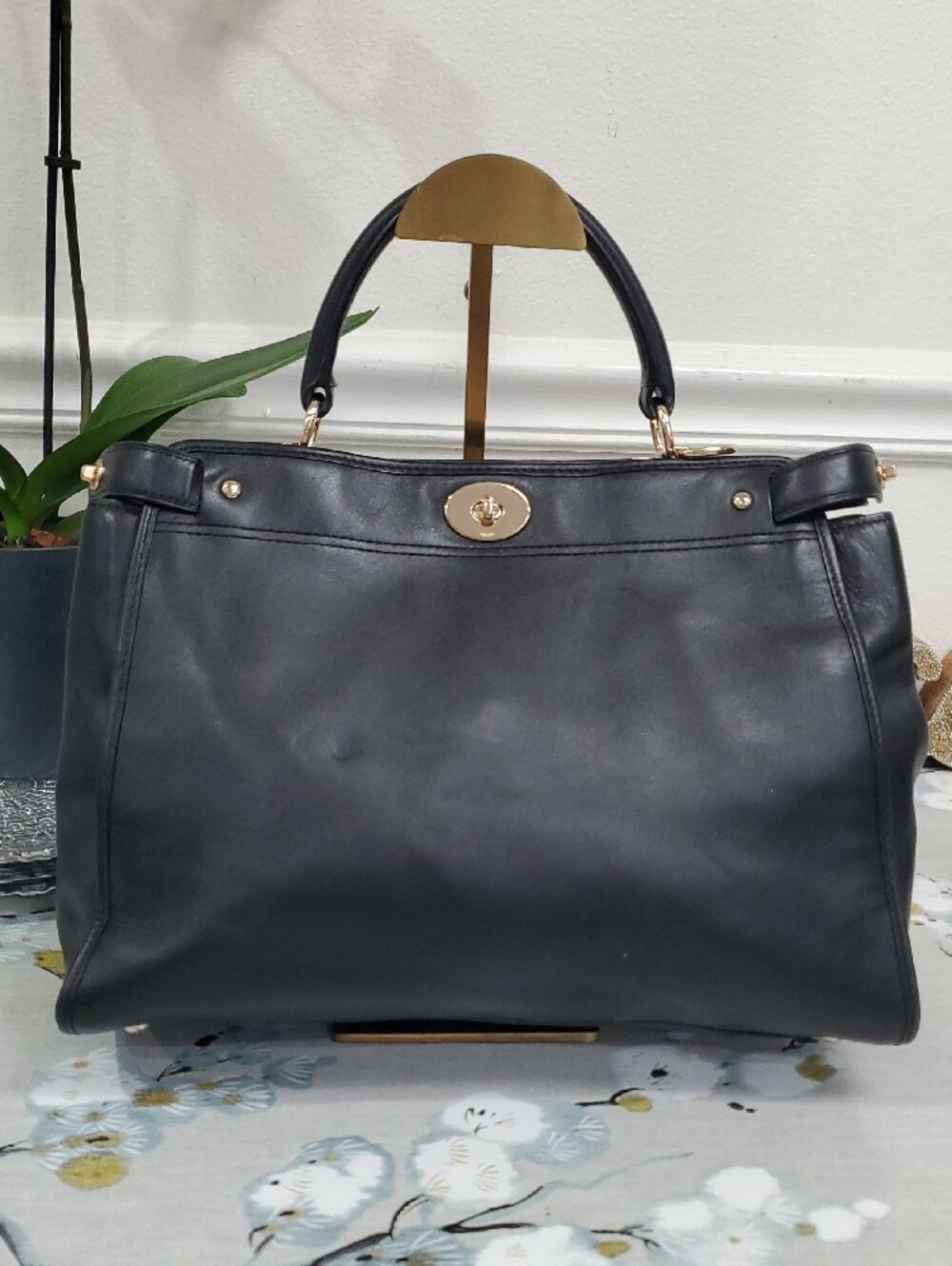 COACH Gramercy Black Leather Satchel Bag - Picture 5 of 17